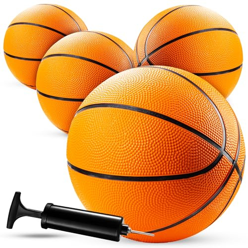 Bedwina minibasketbollar (2 eller 4-pack) – gummi 17,8 cm storlek 3 – för små basketkorgar inomhus/utomhus, perfekt för poolpartyn, arkadspel och som födelsedagspresent till barn