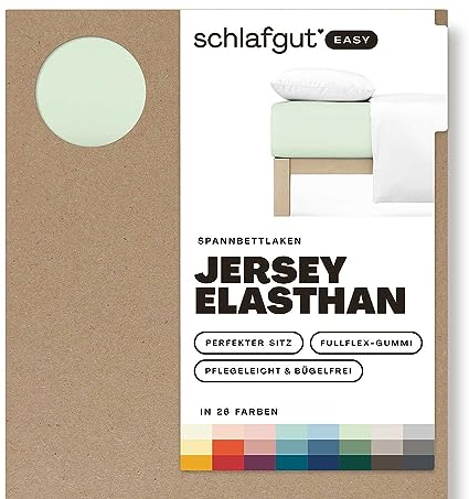 Schlafgut Easy Jersey Elasthan Spannbettlaken 120x200 bis 130x220 Green Light, Spannbetttuch aus superweicher Baumwolle mit Elasthan