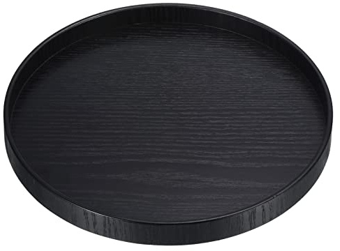 PATIKIL Bois Dessert Plateau 9pouce, Rond Décoratif Plateau pour Maison Déco Cuisine Table Bougie Porte Noir