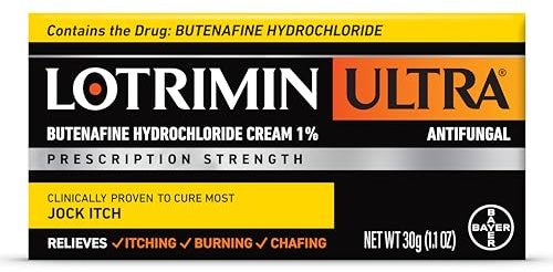 Lotrimin Ultra Antifungal Jock Itch Cream with Butenaﬁne Hydrochloride, Jock Itch Treatment for Men, Women, and Kids Over The Age of 12, 1.1 oz Tube