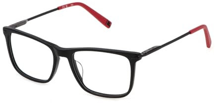 FILA Quadratisch Edelstahl Brillen in Schwarz Matt/Sandgestrahlt für Herren, Brille mit Sehstärke, optional mit Sonnenbrillen tönung oder Blaulichtfilter (Modell VFI720)