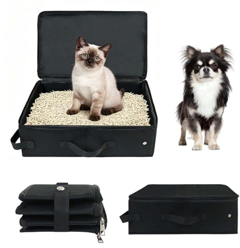 Litièrepliablepourchat,Pliable,Bac à Litière portablepourchat,Litièrepourchatdevoyage,Litiere pour Chat Pliable,Convient à Une Utilisation intérieure et extérieure, au Camping et aux Sorties.