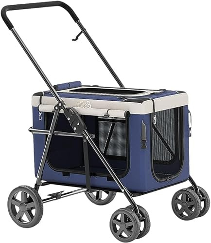 Poussette pour 2 chiens et chats – Poussette légère et facile à transporter pour animaux de compagnie, parfaite pour les petits chiens – Poussette pour chat avec design chariot – Idéal pour les