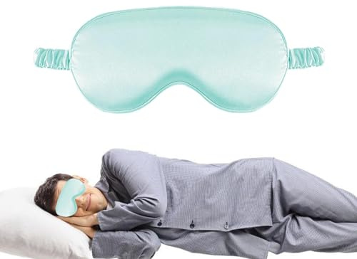 Copertura per gli occhi del sonno – sonno double face in seta artificiale, maschera per gli occhi | 20,5 x 9,5 cm elastico impermeabile alla luce, cuscino per dormire in faggio, maschera per gli occhi