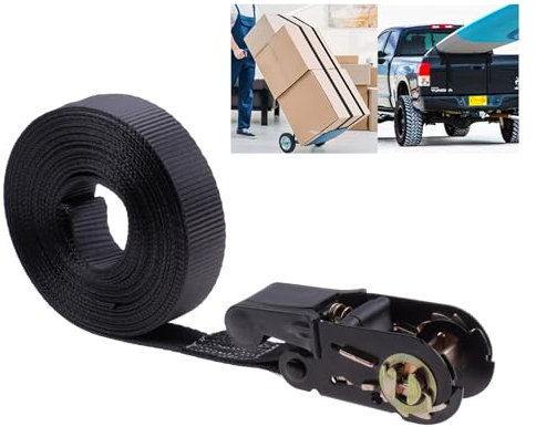 Cinghie a Cricchetto 25mm x 8M,Cinghia di Ancoraggio Fissaggio con Cricchetto Catena di Serraggio del Carico per Camion Moto Portapacchi Auto,Forza di Trazione 800 kg,Capacità di Carico 400 kg,Nero