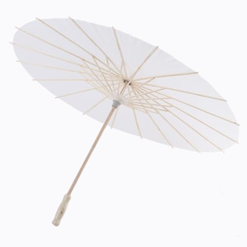Weißer Farbiger Papierschirm, Papiersonnenschirme, Weißes Papier dekorativer Regenschirm, Sonnenschirm Hochzeit Brautparty Dekoration Foto Requisite für DIY Malerei Hand Gezeichnete Dekoration(60 cm)