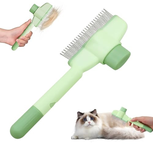 Cxqbsmy Katzenhaarbürste, Katzenbürste Langhaar und Katzenbürste Kurzhaar, Hundebürste Kurzhaar, Katzenkamm mit Einem Knopf, Katzenhaarbürste zum Entfernen von Losem Fell und Massage
