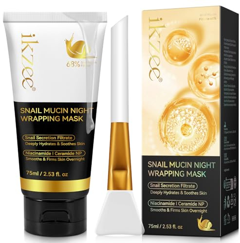 Snigelslina sömnmask, naturlig snigelslem extrakt, sovmask för natten, ingen tvätt sömnmask, anti-rynk, ger djup fukt, lugnar huden, glänsande 75 ml