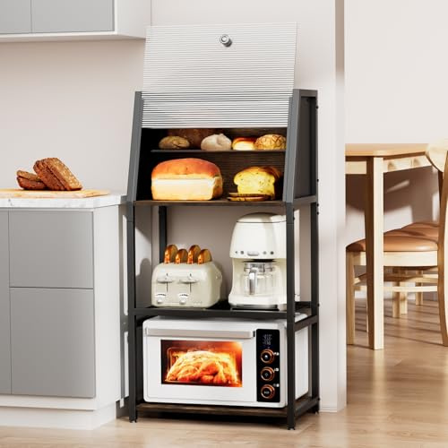 AFAjwsc Microwave Shelf, Microwave Oven Rack, 5-Tier Kitchen Baker's Shelf, Free Standing Adjustable Spice Organiser Rack, Storage Shelves for Kitchen Living Room, Baker Rack Organizer