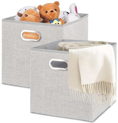 ARVINKEY 2 Pack Foldable Storage Boxes, 20L Non-Woven Fabric Storage Cubes with Handles, Collapsible Storage Cube Basket Organiser Bins Containers for Toys, Books, Closet, Home, Office