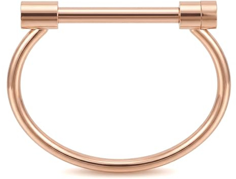 UAIAGM Screw Bracelet for Women Men Stylish Titanium Steel D Shape Bar Screw and Shackle Cuff Bangle BraceletLove Screwball Bar Bracelets in Unisex Design (Rose Gold)
