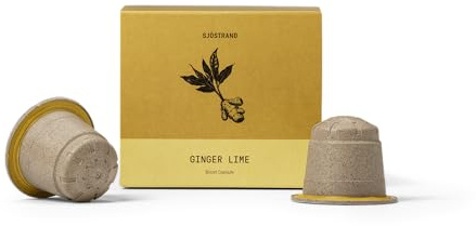 Sjöstrand Boost Gingembre & Citron Vert – Capsules sans caféine, compatibles avec les machines Nespresso, Capsules compostables pour boissons chaudes & lattes, Alternative aux capsules de café.