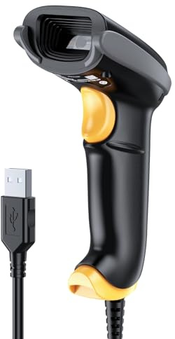 TEEMI 2D Barcode Scanner USB Wired Virtual COM Handheld Automatic QR Data Matrix PDF417 Maxi IMB bar Codes Imager Global Shutter Computer Screen Scan for Windows Mac and Linux PC POS, No Stand