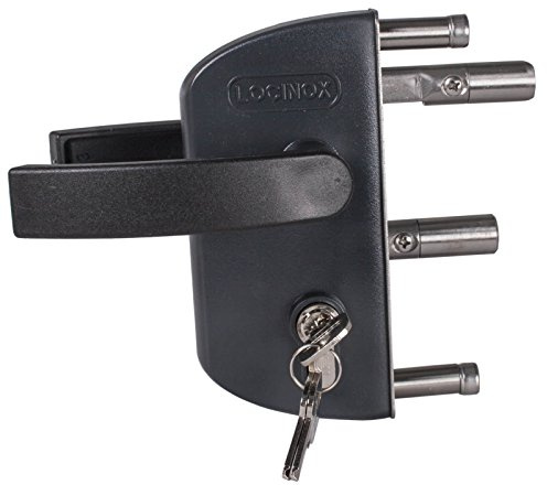 Gartentorschloss Locinox Lakz P1 Noir pour 40mm Profils, Réglable, Edelstahl-Mechanismus Château pour Porte Du Jardin,Gittertorschloss,Serrure Sécurité,Hoftorschloss,Battant