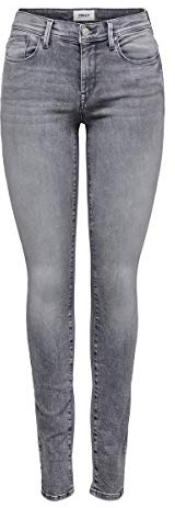 ONLY NOS Damen ONLBLUSH MID SK ANK RAW JNS REA0918 NOOS Skinny Jeans, per Pack Grau (Grey Denim Grey Denim), 34/L30 (Herstellergröße: XS)