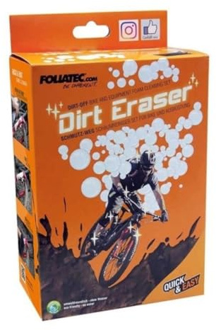Foliatec 31970 Dirt Eraser Fahrrad E-Bike Reiniger, Schmutz Entferner Schaum-und Citrus Reiniger 400 ml mit Mikrofasertuch, Maße 40 x 40 cm