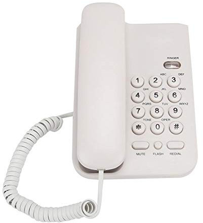 Corded Telephone,Hands-free Desktop Wall Mounted No Battery Landline Telephone, for Hotel Home Office (Black/White)(White)