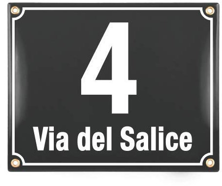 Numero Civico Esterno con Indirizzo - 20x25 cm - Targhe Personalizzate in ceramica - Antracite