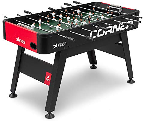 Hop-Sport Kickertisch Corner – Tichfußball für Kinder und Erwachsene – Tischkicker inkl. 3 Bälle, sehr stabil und robust