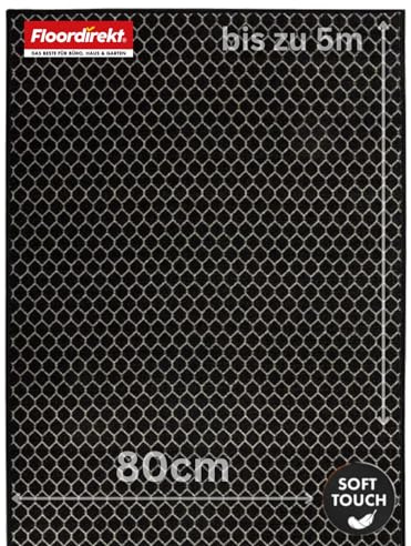 Floordirekt Teppichläufer Dundalk - Feinschlingen Teppich mit Muster - Läufer für Küche, Flur & Wohnraum - Rundum gekettelt (80 x 150 cm)