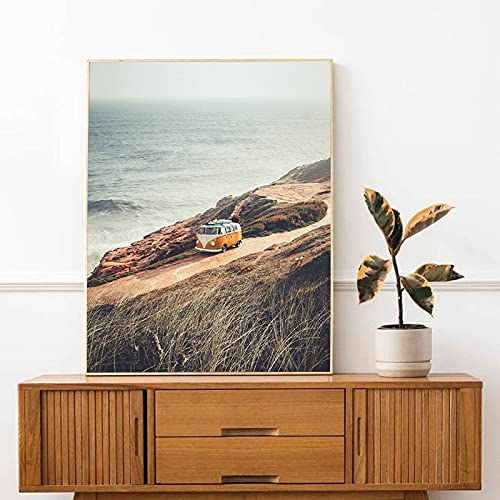 Poster Drucke Retro Surf Fotografie Leinwand Wandkunst Reise Strand Bilder für Wohnzimmer Dekoration Gemälde 60x80cm Rahmenlos