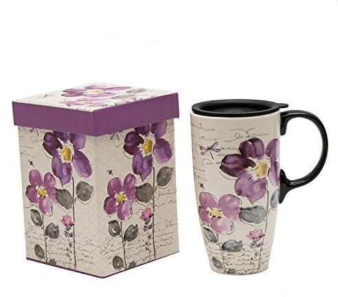 Topadorn Ceramic Travel Mug Coffee Cup with Sealed Lid 17oz. Perfect for Coffee and Tea