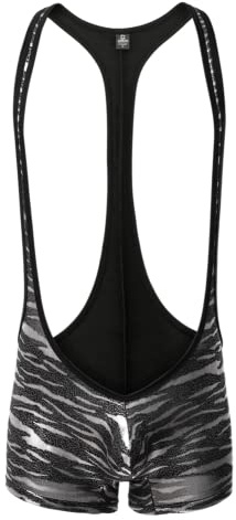 Juflam Mäns bodysuit brottning singlet atletisk leotard underkläder gym sportkläder undertröja, JJ37-silver, L