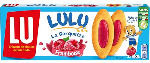 Lulu La Barquette - Génoise à la Framboise - Idéal pour le Goûter - 4x Pack de 3 Sachets Fraîcheur (120 g) | 4 Packs de 3 sachets de 6 gâteaux | Barquettes en génoise fourrées à la framboise sans colorant | Idéal pour le goûter