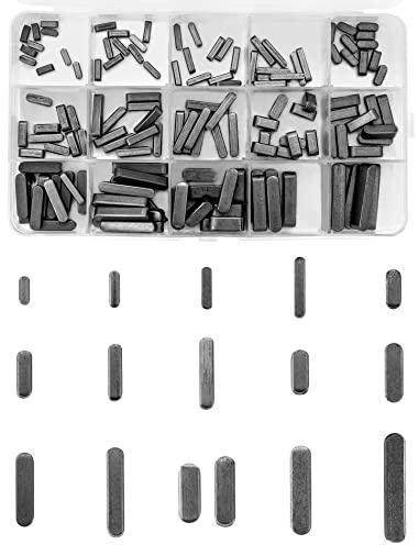 QWORK® 140pcs Parallel Drive Shaft Key Round Ended Feather Key 8/10/12/16/20/25/30mm