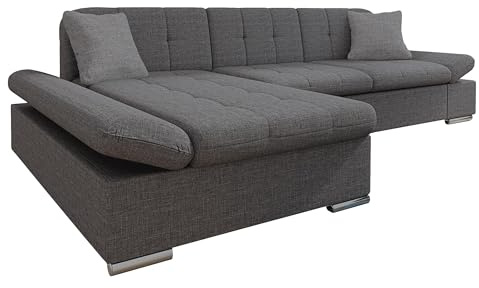 Mirjan24 Ecksofa Montana Sale (Lux 06 + Lux 05, Seite: Links) | Eckcouch in L-Form mit 3-stufig verstellbarer Armlehne, gepolstertem Rücken und Zusatzkissen, B/H/T: 278/76/161 cm