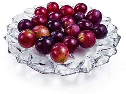 LUCBEI Fruit Bowls Lotus Shallow Bowl Flat Tray Tray Crystal Glass Home Clear Candy Dried Fruit Cut Face Table Decorative Ornament Kitchen Utensils fruit basket