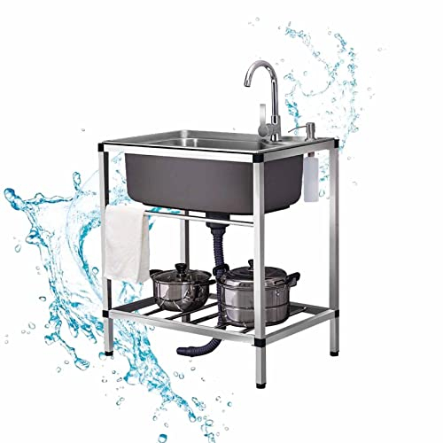 Edelstahlspüle, Gewerbliche Küchenspüle, Wäschespüle, Einzelbeckenspüle, Restaurant Edelstahl Sinke Mit Kalter, Für Wäsche, Hinterhof, Garage, Restaurant, Außenbereich (Einheit: Cm) (Color : Single