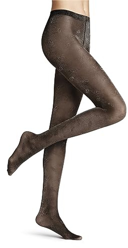 FALKE Day to Night 30 DEN Strumpbyxor mönstrade fint mjukt hållbart material för kvinnor 1 styck, Svart (svart/silver 3103), M