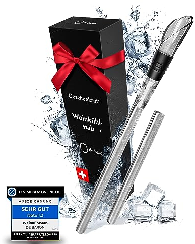 DEBARON® Premium Weinkühlstab mit Ausgießer I Weinkühler Stab mit Extra Kühleffekt aufgrund SPT Technologie I Weinkühl Stab sicher und zertifiziert I Wein Geschenk I Wein Zubehör I Weinzubehör