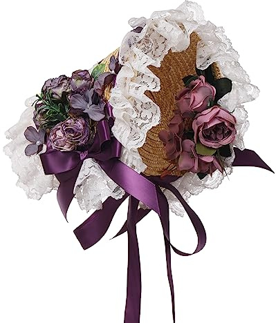 COSDREAMER Sombrero Victoriano de Fiesta de té para niñas y Mujeres, Sombreros de Paja