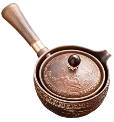 NEDLON Ensemble De Théière Portable Avec Théière Et Infuseur À Rotation À 360 Degrés, Théière Et Tasse Rotative Chinoise En Porcelaine Cadeau Pour Les Amateurs De Thé (Color : Brown, Size : A)