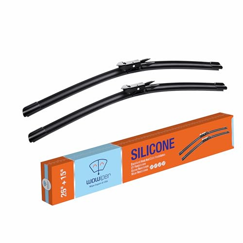 WOWIPER Silicone Wiper Blades 26 + 15 Automotive Replacement Windshield Wiper Blades for Chevrolet Sonic 2020-2012/SS 2017-2014 Premium All-Seasons OEM Quality Wipers for Front Windshield(Set of 2)