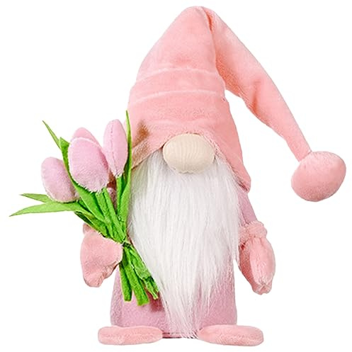 Zerodeko 2pcs Adorable Garden Gnome Decor Motif Mother's Day Gnome Decoration Ornaments Home Decor Festive Dwarf Doll