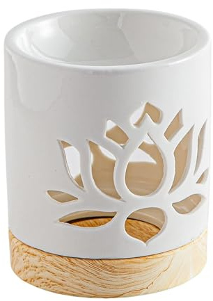 Bruciatore profumato Ceramy Ninfea – Bruciatore fondente profumato – Oggetto artigianale alla moda Lotus – Aromaterapia facile- Diffusore di oli essenziali profumi e fragranze – 50 ml – H 10,5 cm –