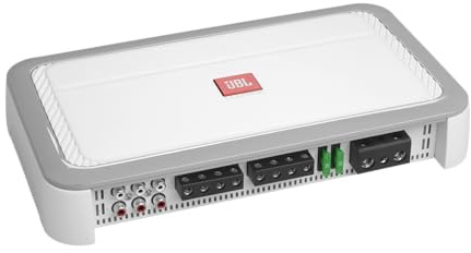 JBL MA754 - Amplificador marino de 4 canales de alto rendimiento, 200 vatios RMS x 2 a 4 ohmios en modo puente (estable de 4 ohmios en modo puente), preamplificador y entradas de nivel de altavoz