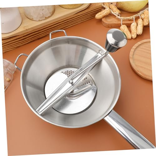 Luxshiny 1pezzi Schiacciapatate Acciaio Inossidabile con Manico Antiscivolo Presso per Purè di Patate e Verdure Utensile da Cucina per Casa e Ristoranti Argento
