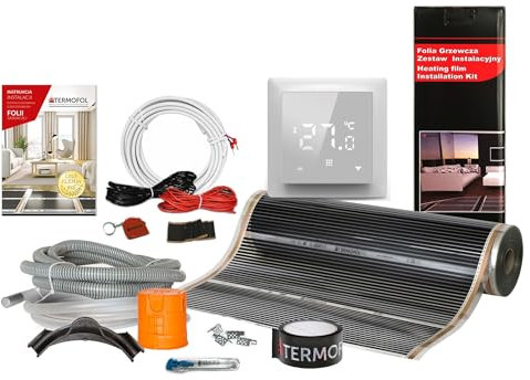 Termofol Riscaldamento Elettrico a Pavimento Set - Kit Riscaldamento con Termostato H6 Riscaldamento ausiliario Potenza 60W/m² - Superficie 48 m² Riscaldamento Elettrico a Pavimento