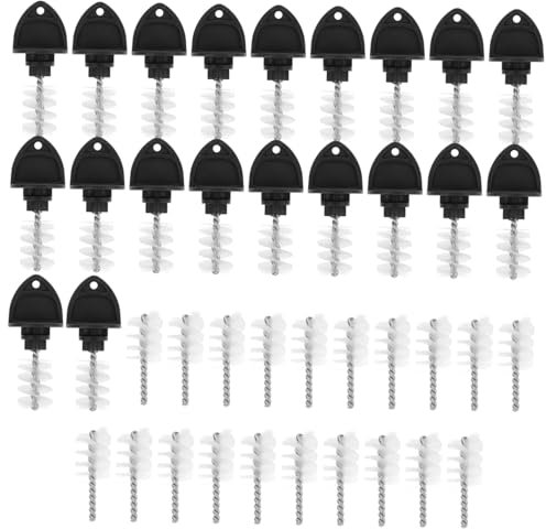 PLAFOPE 20pcs Tap Plug Brush and Draft Beer Faucet Cleaner Set, Stainless Steel Wire Plastic Dust Caps, Bar and Restaurant Tap Cleaning Supplies, Black and Mix