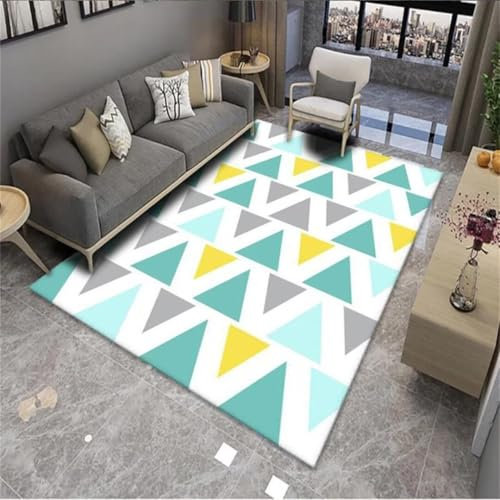 ROSURUG Teppiche Für Wohnzimmer Antirutsch Teppichunterlage Teppich Küche Waschbar Dreieckiges Design minimalistischen Stil Wohnzimmer Büro nach Hause Teppich Bettumrandung Teppich(blau 60X90cm)