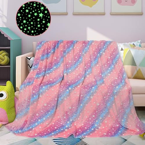 LXTOPN Coperta stella che si illumina al buio, 150x200 coperta accogliente per bambini soffice, coperta di flanella per bambine