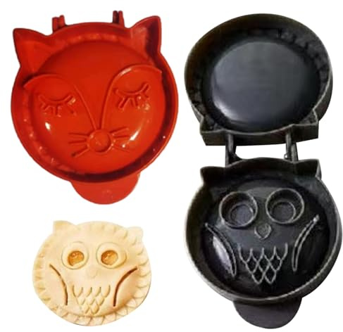 Pie Mould Hand Pie Maker 2PCS Festive Cute Cartoon ABS Christmas Cookie Mould Mini Pie Maker for Party Pastry Making Baking Style3 Fox and Owl