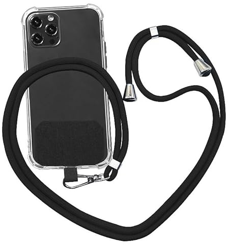 puyu zhe Universal Detachable Mobile Phones Crossbody Neck Cord Strap With Keychain And Patch,Adjustable Lanyard Compatible For Most Smartphones(Black)