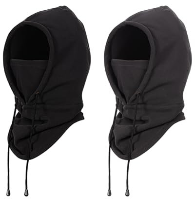 Cretosou 2 Pack Balaclava Wintermütze Halswarmer, Beanie Windproo mit Gestrickter Flexibler Thermo Gesichtsmaske Snood Hood Hut, Unisex Sturmhaube Hut Fleece-Mütze Skimasken für Männer Frauen