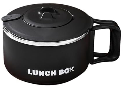 Suppenschüssel mit Deckel, Suppentasse mit, 200 ml, tragbar, japanische Ramenschale aus Edelstahl mit hoher Kapazität, robust