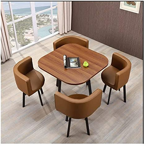 Modernes 5-teiliges rundes Vintage-Ledersofa-Set für Büro, Lounge und Empfangsbereich, Kombination aus stilvollem Konferenzraumtisch und Business-Couchtisch
